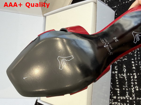 Saint Laurent Tribute Mules in Red Patent Leather Replica