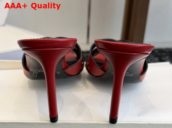 Saint Laurent Tribute Mules in Red Smooth Leather Replica