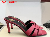 Saint Laurent Tribute Mules in Watermelon Smooth Leather Replica