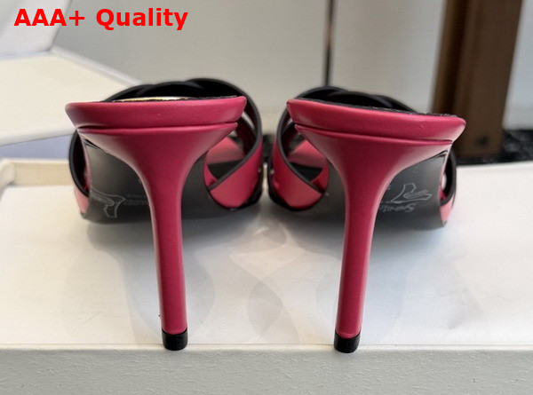 Saint Laurent Tribute Mules in Watermelon Smooth Leather Replica
