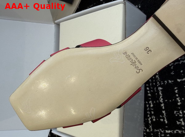 Saint Laurent Tribute Mules in Watermelon Smooth Leather Replica