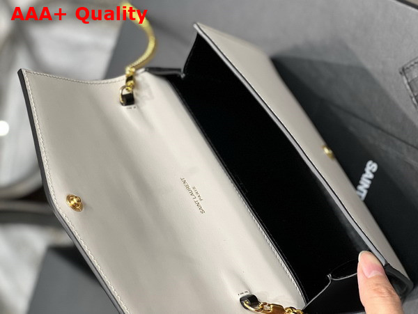 Saint Laurent Uptown Chain Wallet in Black and Blanc Smooth Leather Replica
