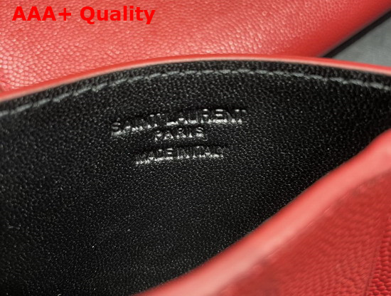 Saint Laurent Uptown Chain Wallet in Red Grain de Poudre Embossed Leather Replica