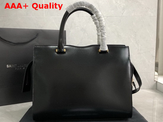 Saint Laurent Uptown Mediun Tote in Black Shiny Smooth Leather Replica