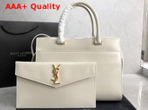 Saint Laurent Uptown Mediun Tote in Blanc Vintage Shiny Smooth Leather Replica