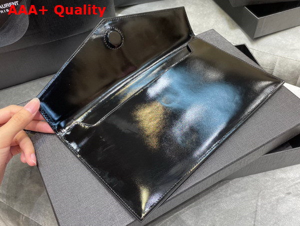 Saint Laurent Uptown Pouch in Black Patent Leather Replica