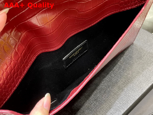 Saint Laurent Uptown Pouch in Crocodile Embossed Shiny Leather Rouge Legion Replica