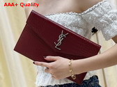 Saint Laurent Uptown Pouch in Crocodile Embossed Shiny Leather Rouge Legion Replica