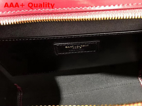 Saint Laurent Uptown Small Tote in Garnet Shiny Smooth Leather Replica