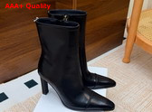 Saint Laurent Venetia Booties in Black Smooth Leather Replica