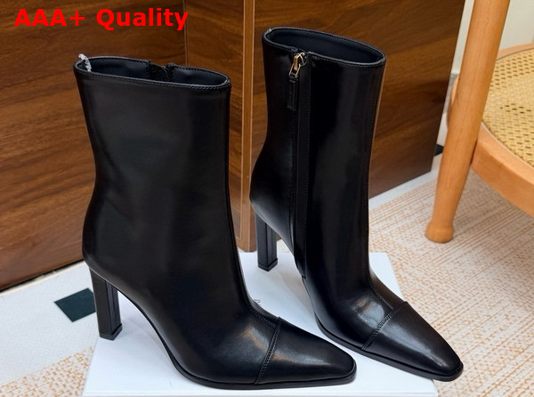 Saint Laurent Venetia Booties in Black Smooth Leather Replica
