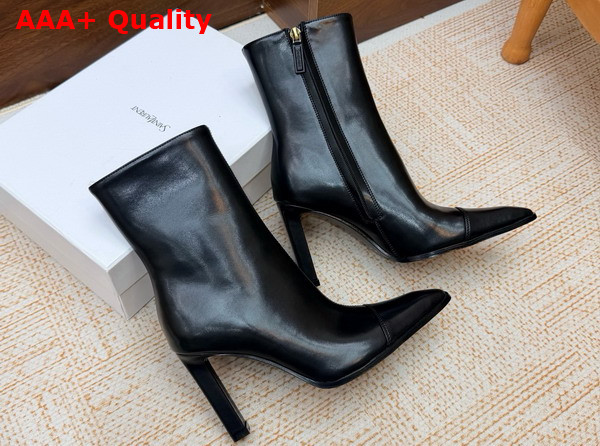 Saint Laurent Venetia Booties in Black Smooth Leather Replica