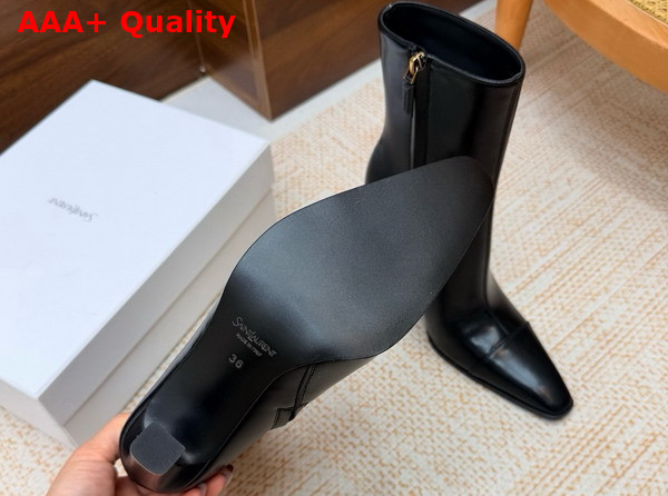 Saint Laurent Venetia Booties in Black Smooth Leather Replica