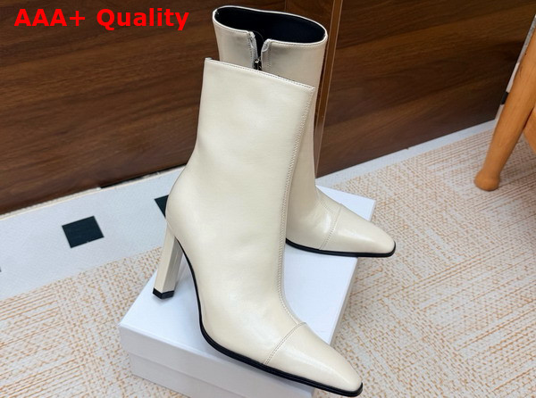 Saint Laurent Venetia Booties in Blanc Vintage Smooth Leather Replica