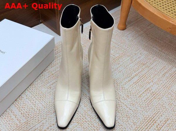 Saint Laurent Venetia Booties in Blanc Vintage Smooth Leather Replica