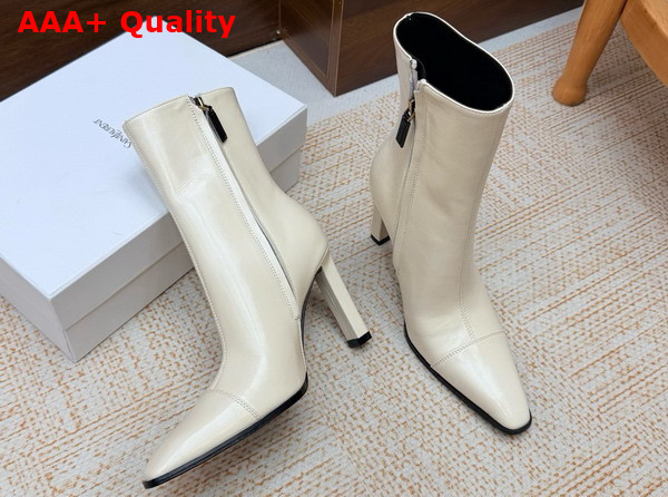 Saint Laurent Venetia Booties in Blanc Vintage Smooth Leather Replica