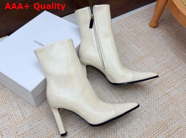 Saint Laurent Venetia Booties in Blanc Vintage Smooth Leather Replica
