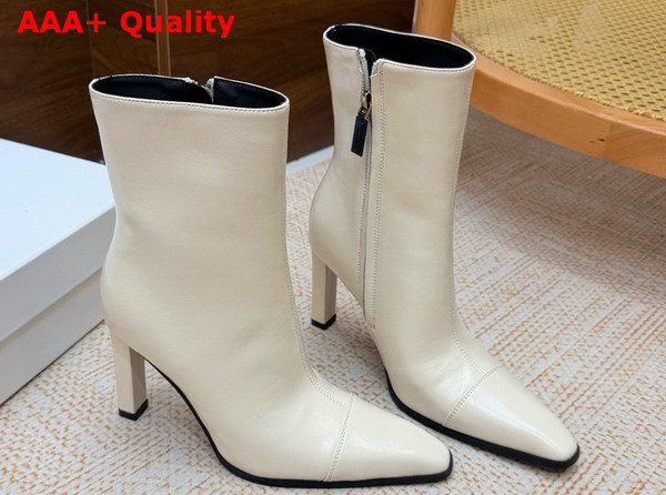 Saint Laurent Venetia Booties in Blanc Vintage Smooth Leather Replica