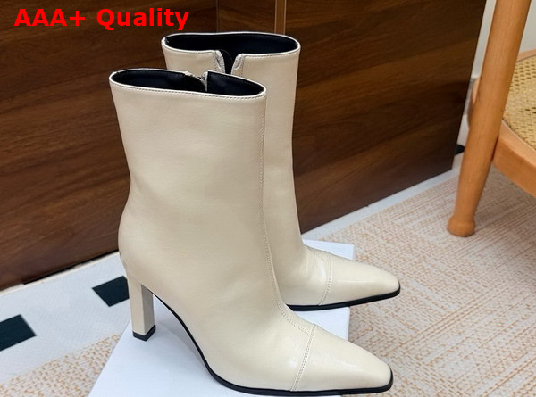 Saint Laurent Venetia Booties in Blanc Vintage Smooth Leather Replica