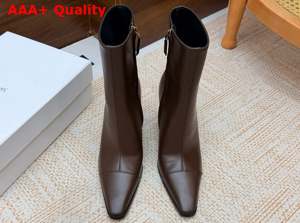Saint Laurent Venetia Booties in Brown Smooth Leather Replica