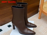 Saint Laurent Venetia Booties in Brown Smooth Leather Replica