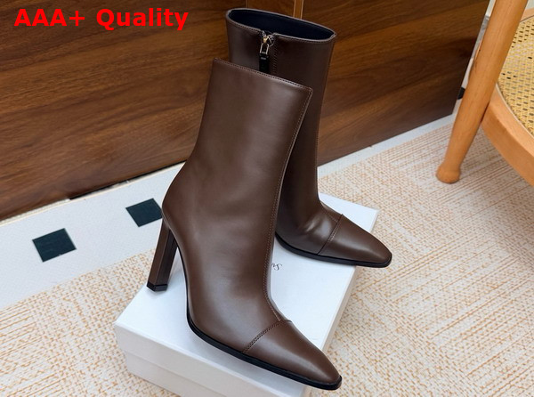 Saint Laurent Venetia Booties in Brown Smooth Leather Replica