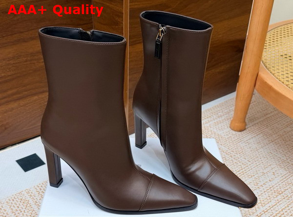 Saint Laurent Venetia Booties in Brown Smooth Leather Replica