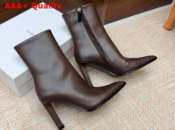 Saint Laurent Venetia Booties in Brown Smooth Leather Replica