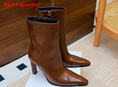 Saint Laurent Venetia Booties in Burnt Brown Smooth Leather Replica