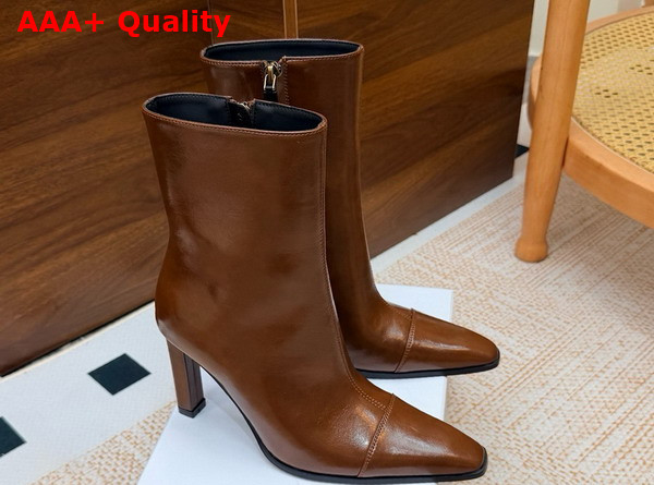 Saint Laurent Venetia Booties in Burnt Brown Smooth Leather Replica