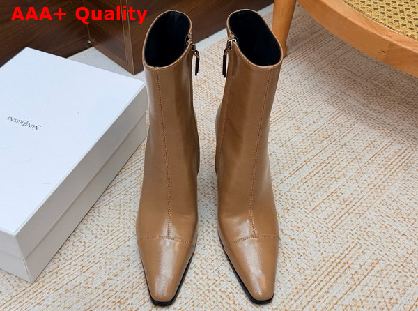 Saint Laurent Venetia Booties in Dark Beige Smooth Leather Replica