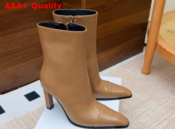 Saint Laurent Venetia Booties in Dark Beige Smooth Leather Replica