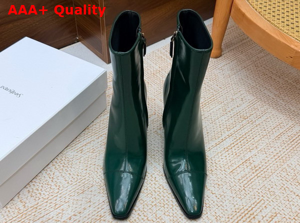 Saint Laurent Venetia Booties in Green Smooth Leather Replica