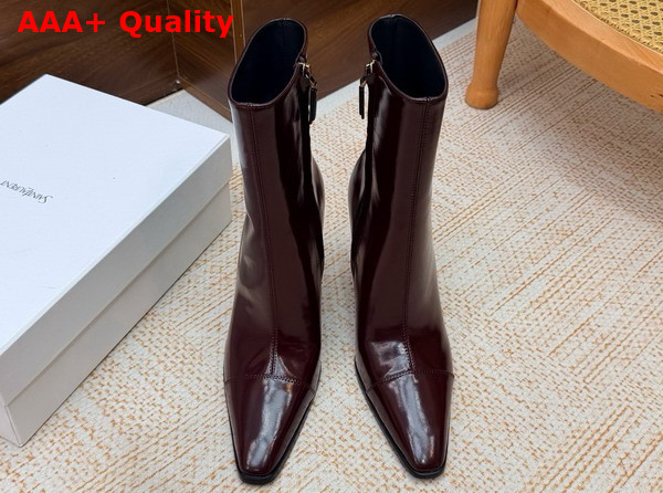 Saint Laurent Venetia Booties in Vintage Bordeaux Smooth Leather Replica