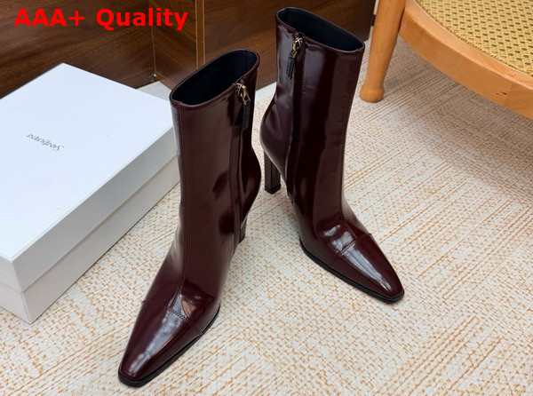 Saint Laurent Venetia Booties in Vintage Bordeaux Smooth Leather Replica