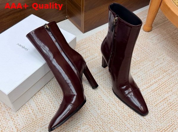 Saint Laurent Venetia Booties in Vintage Bordeaux Smooth Leather Replica