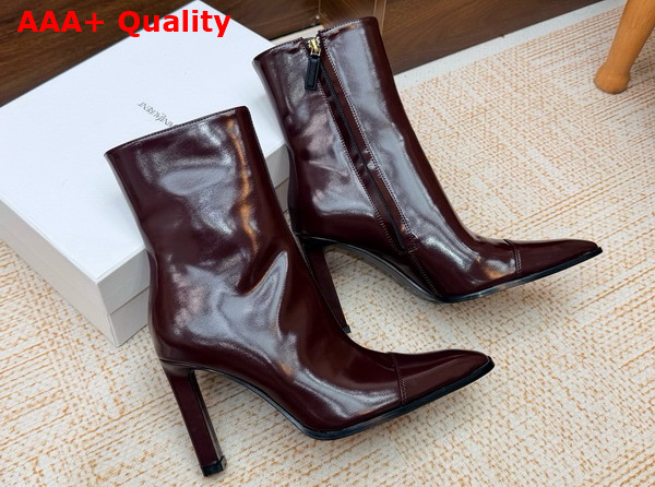 Saint Laurent Venetia Booties in Vintage Bordeaux Smooth Leather Replica