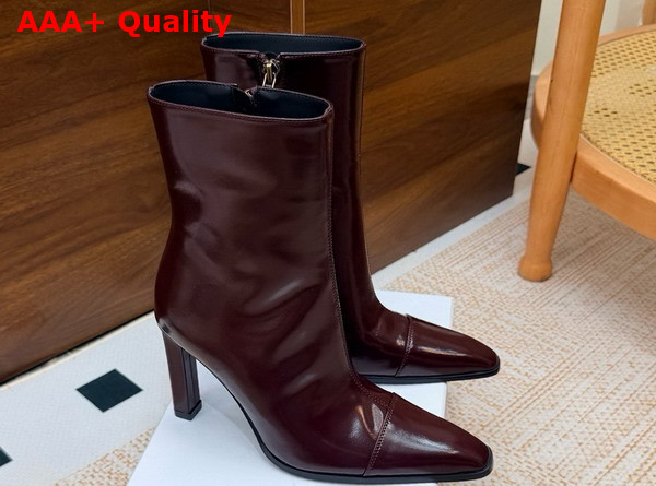 Saint Laurent Venetia Booties in Vintage Bordeaux Smooth Leather Replica