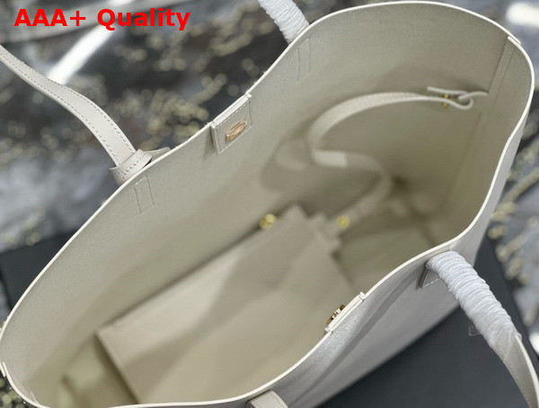 Saint Laurent Vertical Shopping Tote Bag in Vintage White Saint Laurent Leather Replica