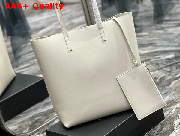 Saint Laurent Vertical Shopping Tote Bag in Vintage White Saint Laurent Leather Replica