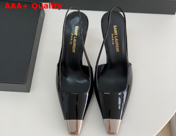 Saint Laurent Vesper Slingback Pumps in Black Patent Leather Replica