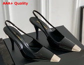 Saint Laurent Vesper Slingback Pumps in Black Patent Leather Replica