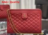 Saint Laurent Victoire Baby Clutch Bag Rouge Opium Leather Decorated with Carre Quilted Overstitching and a YSL Monogram Tab Replica