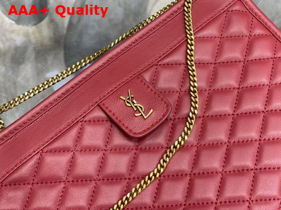 Saint Laurent Victoire Baby Clutch Bag Rouge Opium Leather Decorated with Carre Quilted Overstitching and a YSL Monogram Tab Replica