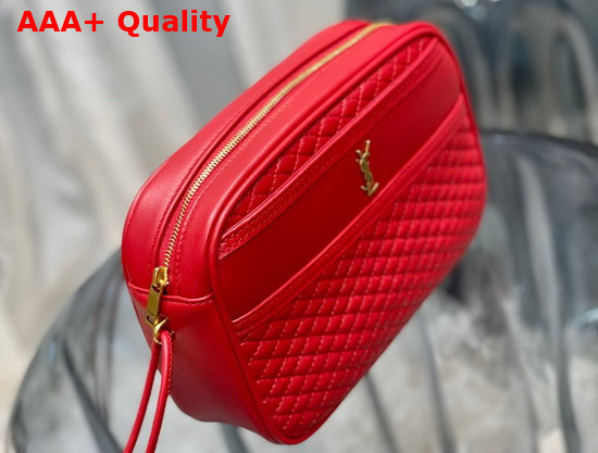 Saint Laurent Victoire Camera Bag in Quilted Lambskin Rouge Eros Replica