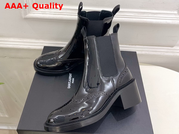 Saint Laurent Vincent Chelsea Boots in Black Glazed Leather Replica
