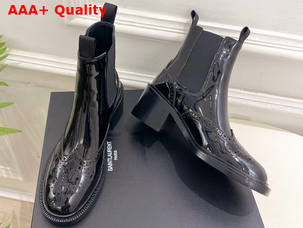 Saint Laurent Vincent Chelsea Boots in Black Glazed Leather Replica