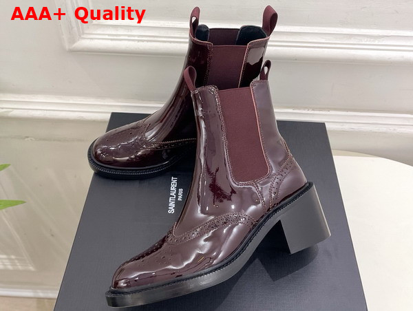 Saint Laurent Vincent Chelsea Boots in Bordeaux Glazed Leather Replica