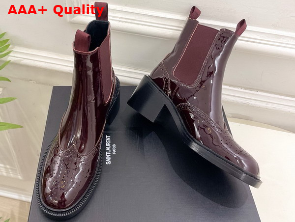 Saint Laurent Vincent Chelsea Boots in Bordeaux Glazed Leather Replica
