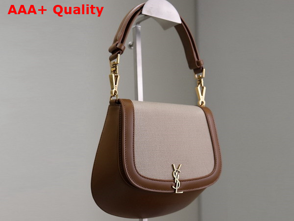 Saint Laurent Voltaire Top Bandle Bag in Canvas Desert Dust Brick Replica